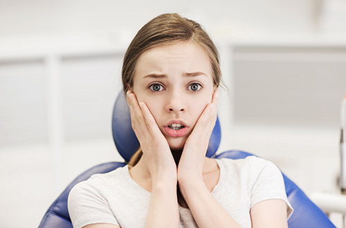 woman with dental phobia