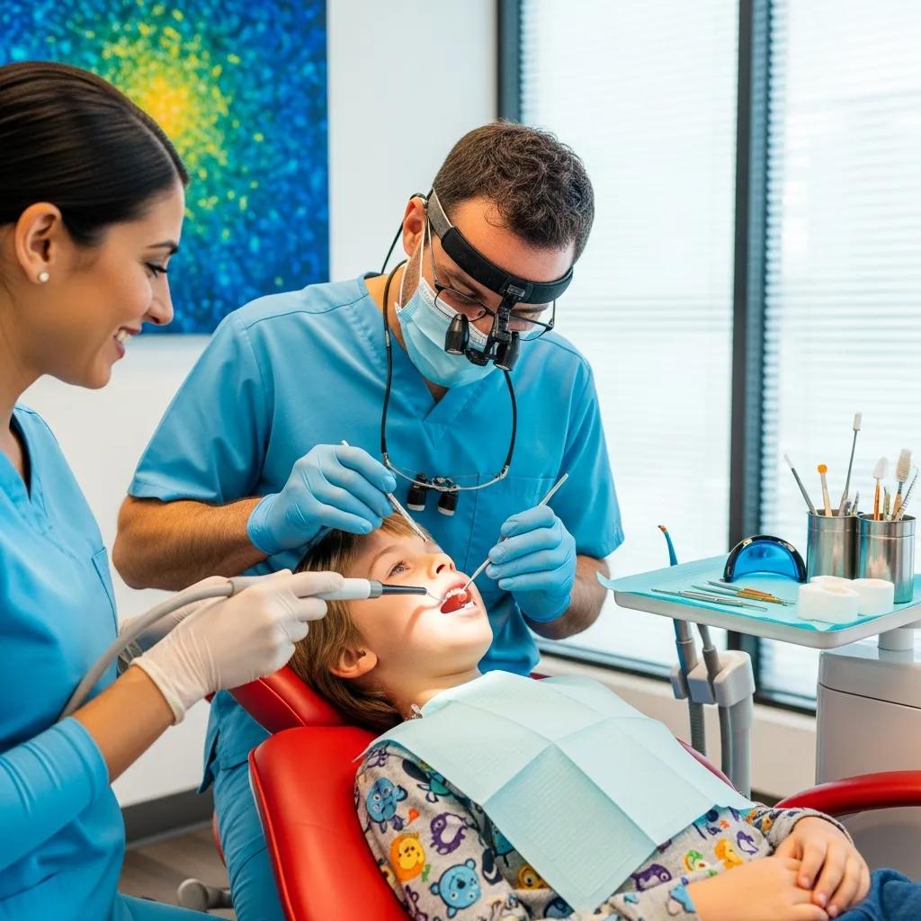 young boy getting dental sealants