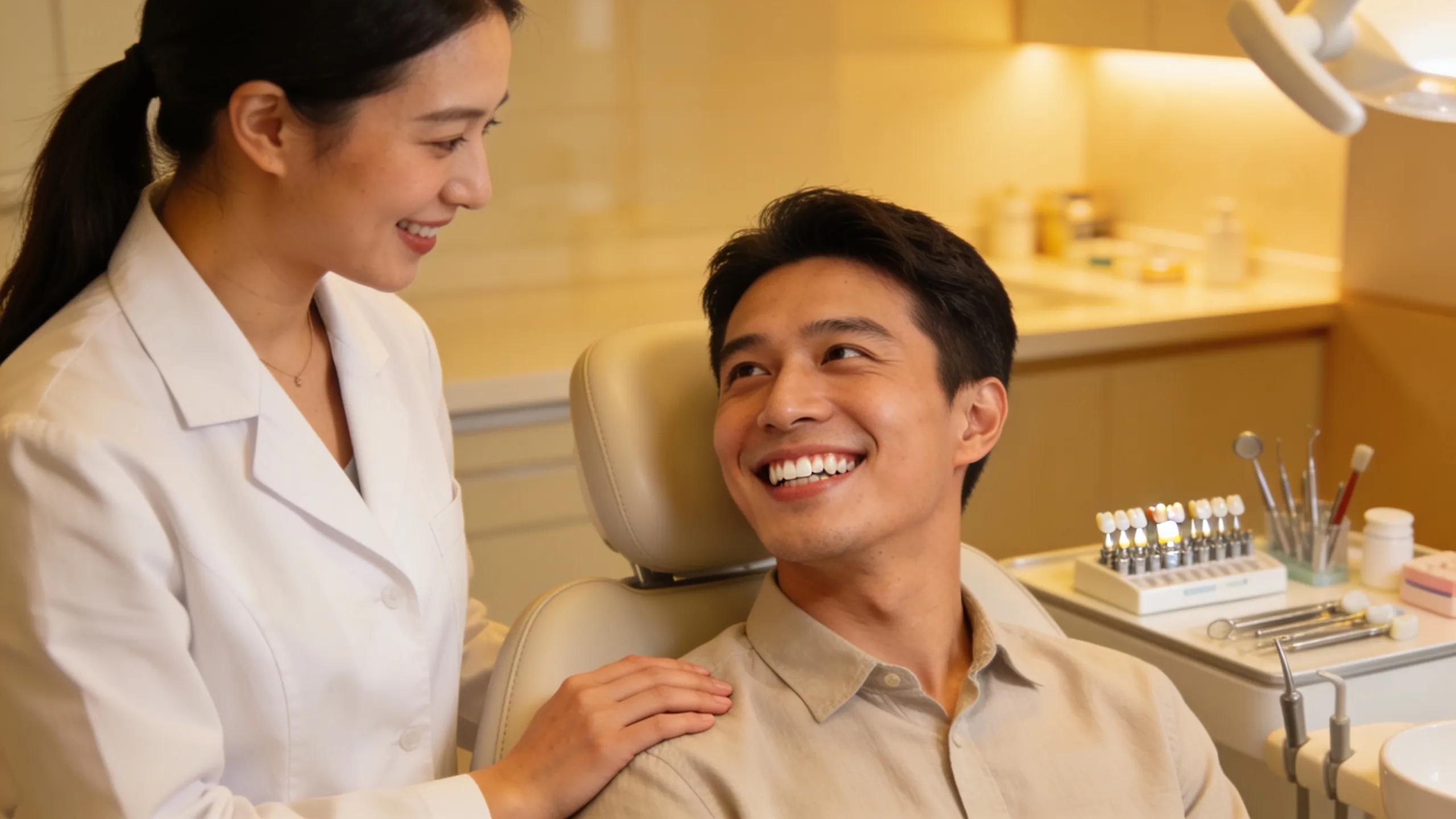 happy patient at dental office 